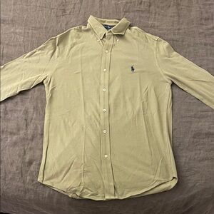 Ralph Lauren Featherweight Mesh Button Down Shirt Olive Green Size M
